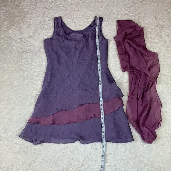 Vintage 80s Scarlett purple flutter ruffle dress, 9/10 - Picture 3 of 7